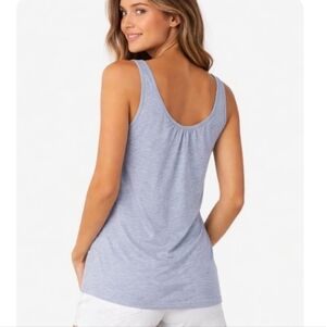 GAP Heathered Blue Linen Blend Scoop Back Sleeveless Top XS